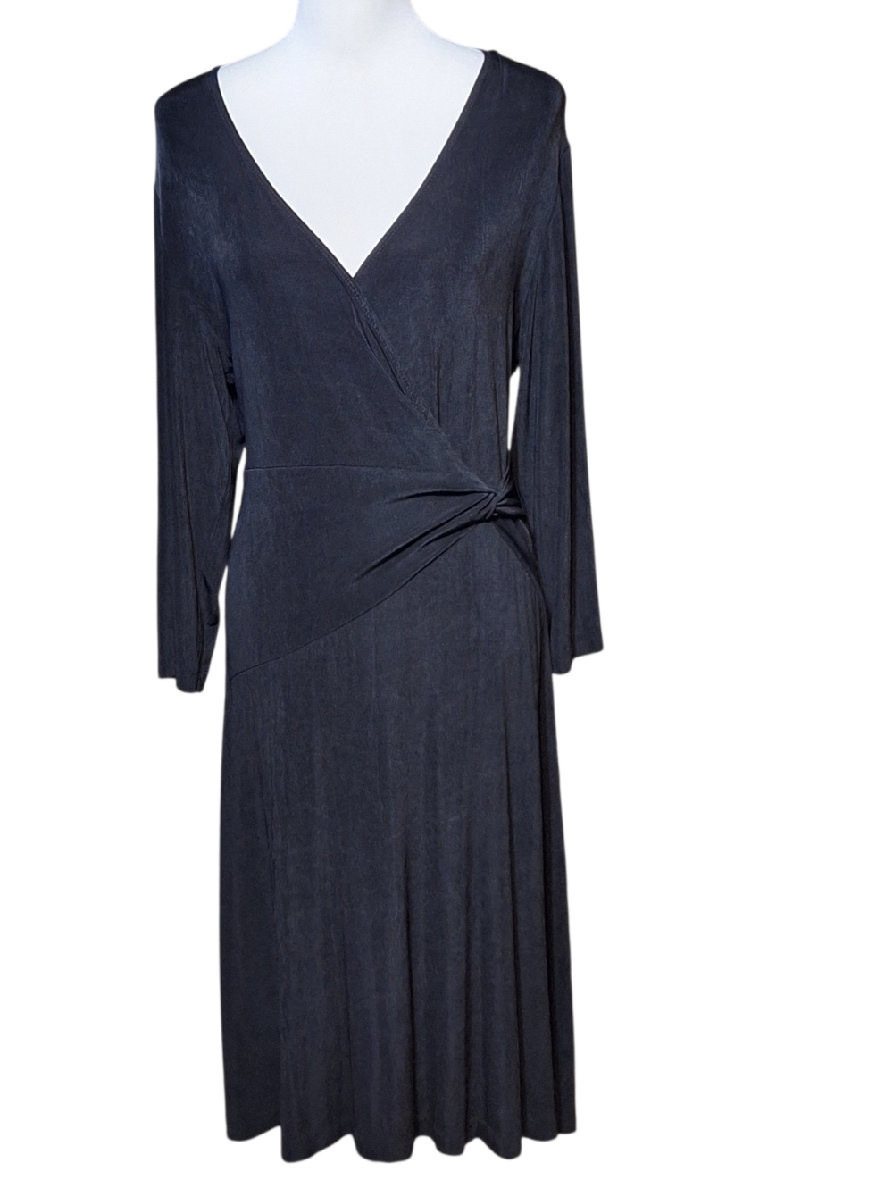 Chicos Travelers Large Slinky Black Empire Waist Midi Dress Whimsigoth Career